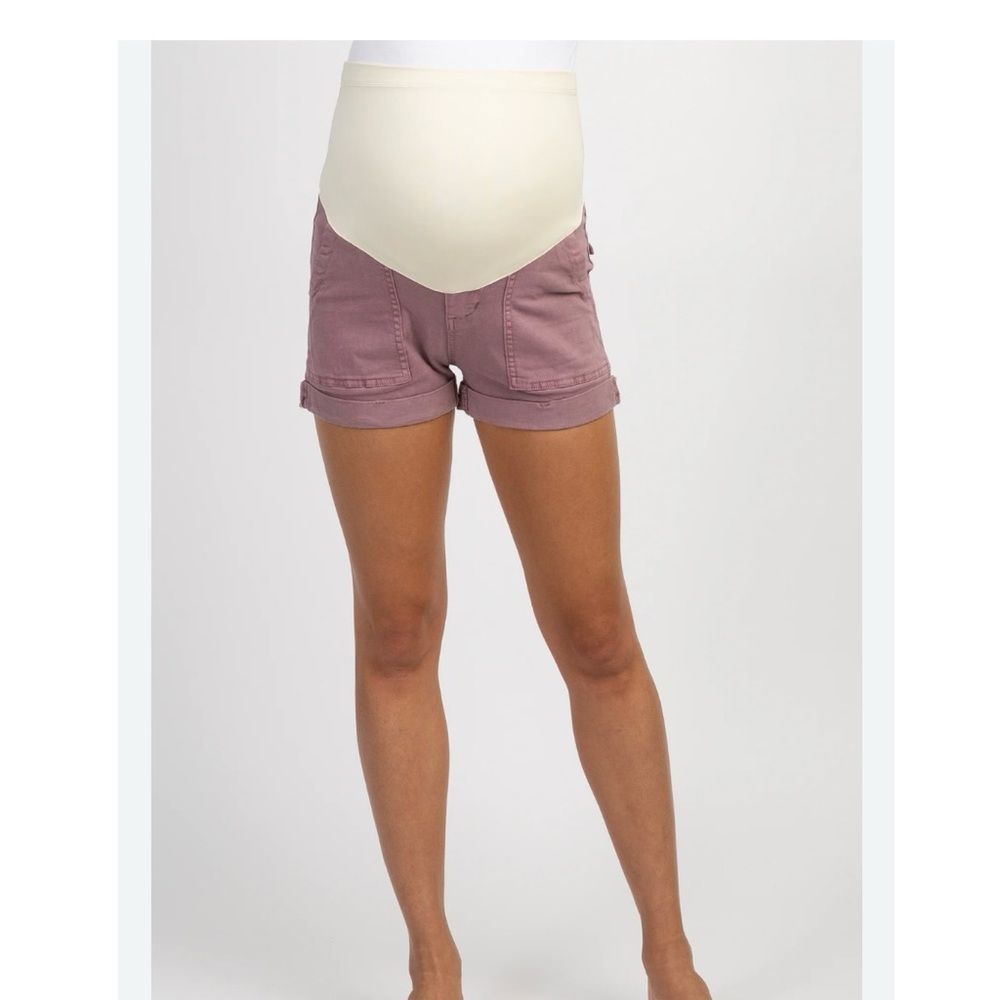 PinkBlush Mauve Cuffed Maternity Utility Shorts
